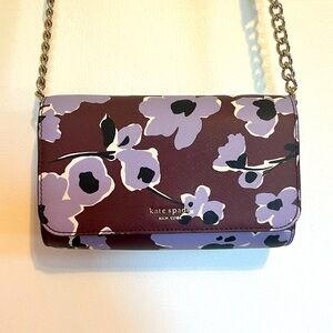 NWT Kate Spade Cameron Small Flap Burgundy Purple Floral Crossbody Purse